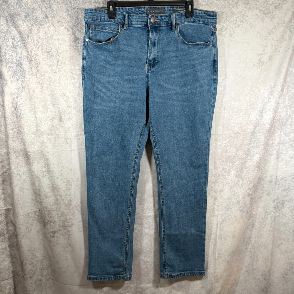 Vince Camuto Authentic Straight Leg Jeans Mens 38x32 Medium Wash Blue Denim